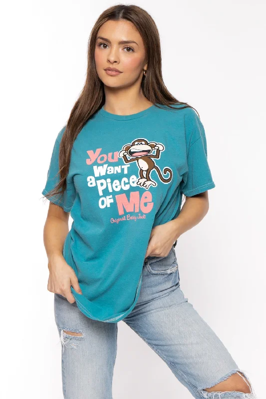 Super Bargain Piece Of Me - Bobby Jack Garment-Dyed Boyfriend T-Shirt - Turq