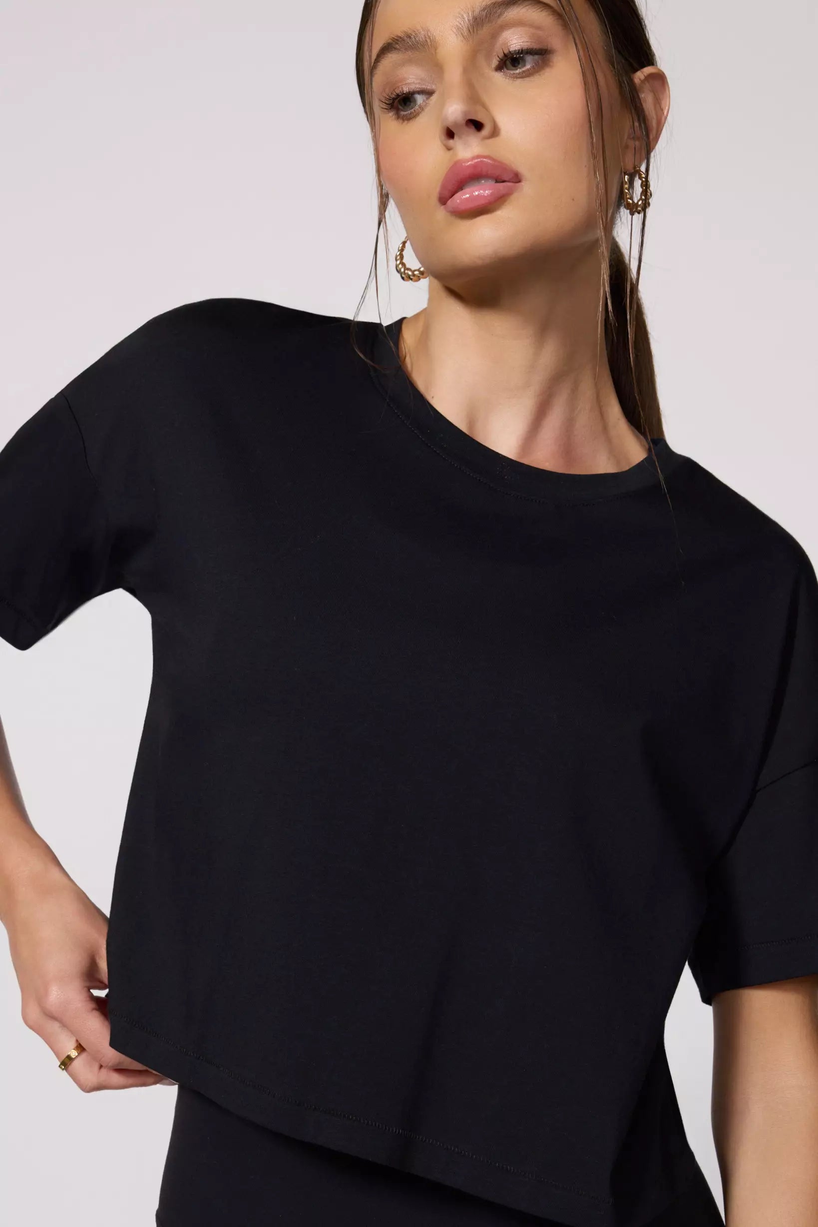 Price Cut Pima Cotton Boyfriend Tee - Black