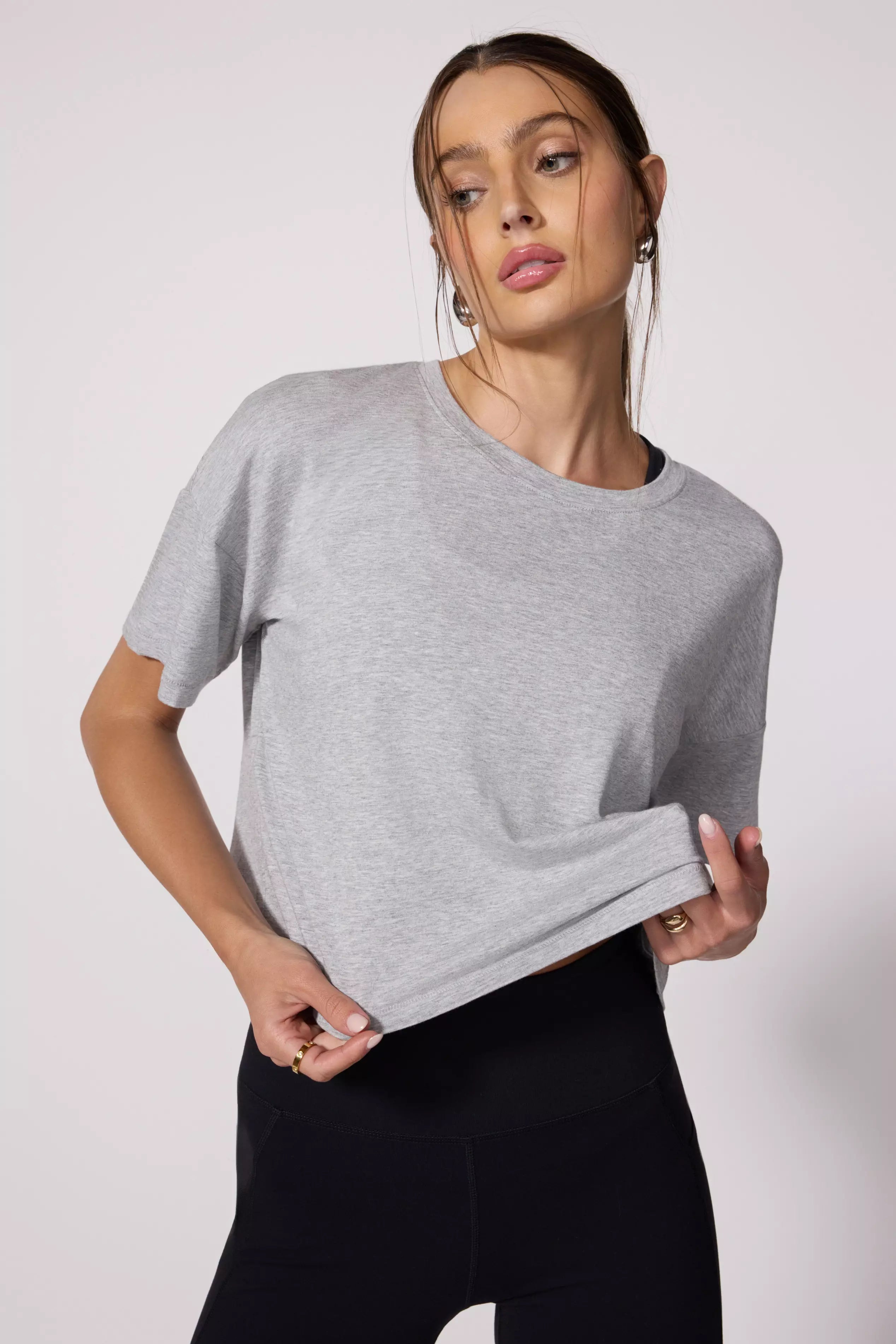 Markdowns Pima Cotton Boyfriend Tee - Htr Concrete