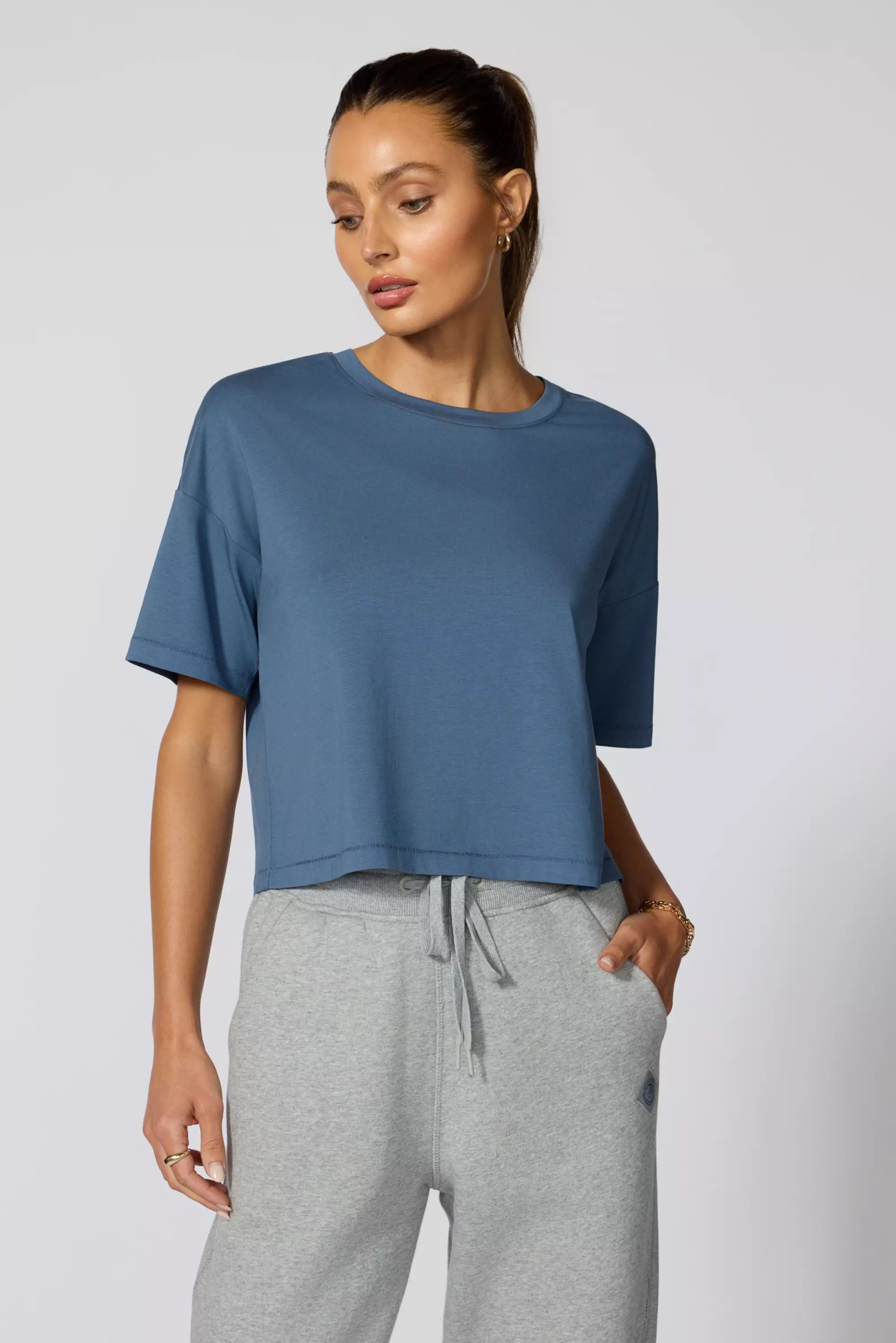 Bonus Savings Pima Cotton Boyfriend Tee - Petrol Blue