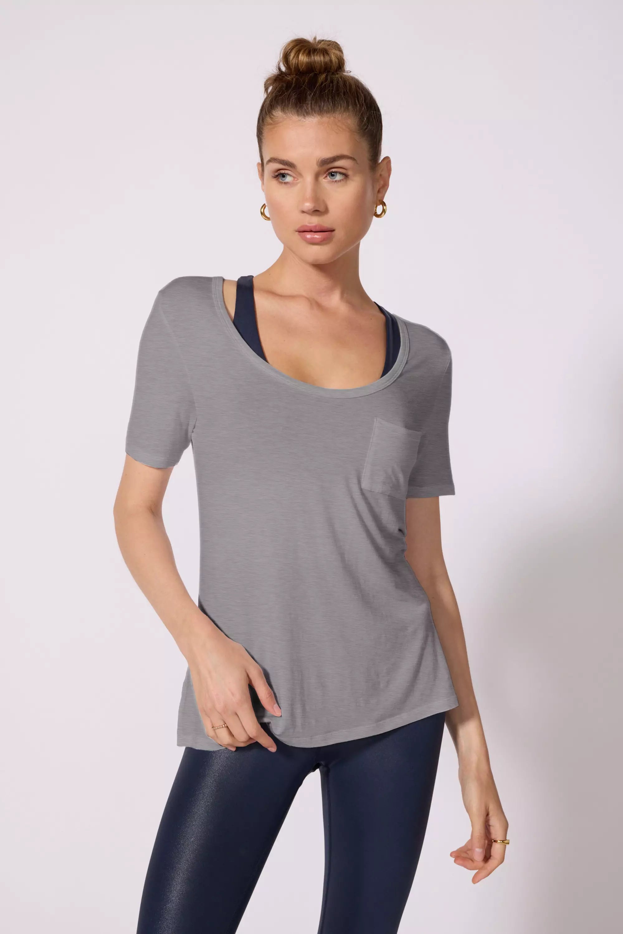 Factory Direct Sale Pocket Tee - Htr Steel Grey