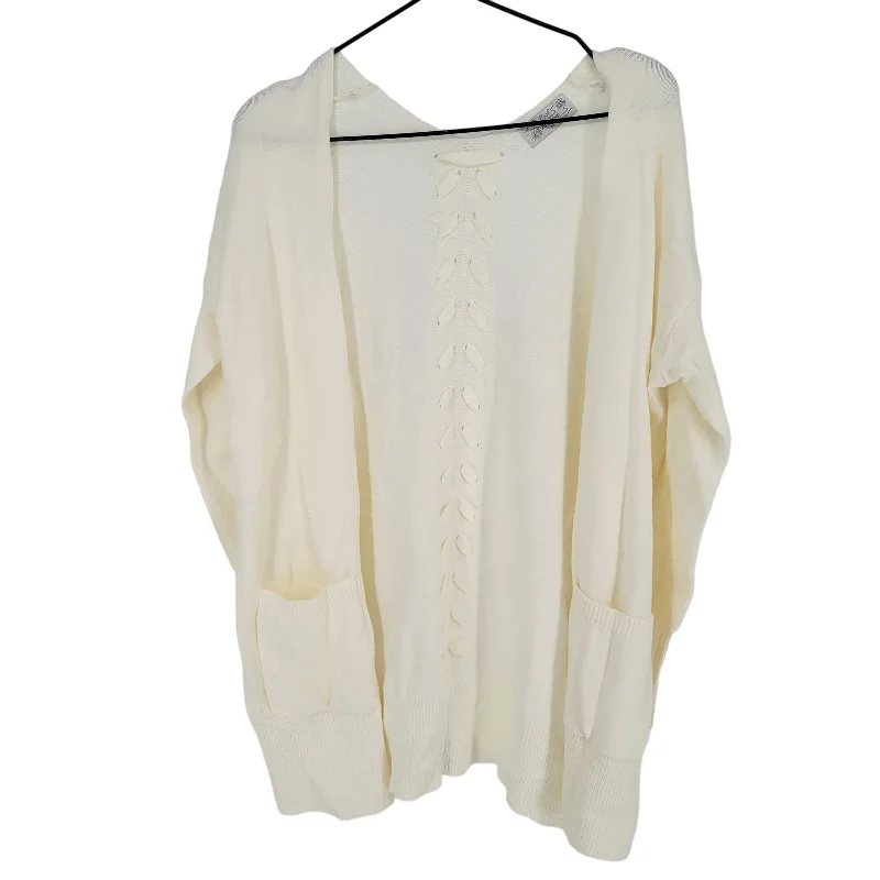 Exclusive Savings Poof Womens Sz M Slouchy Open Front Cardigan Sweater Cream Braided Back Exclusive Savings Poof Womens Sz M Slouchy Open Front Cardigan Sweater Cream Braided Back