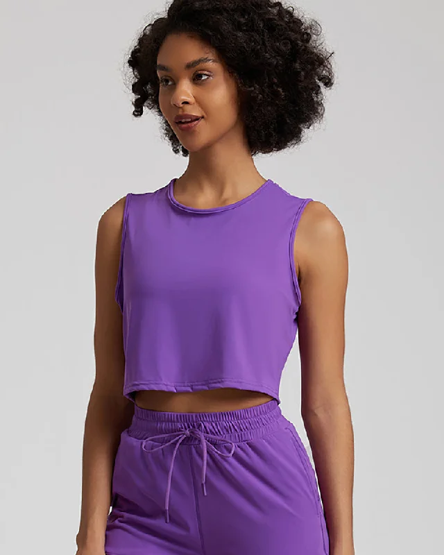 Crazy Savings Presale(5-15days waiting) Popular Short Yoga Crew Neck Sleeveless Breathable Women Sports Vest S-XL