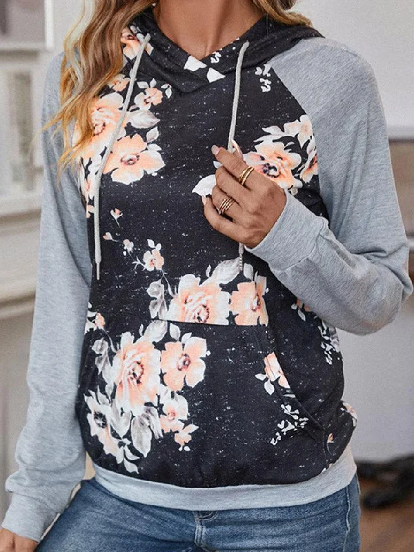 Discount Mania Printed Raglan Sleeve Hoodie