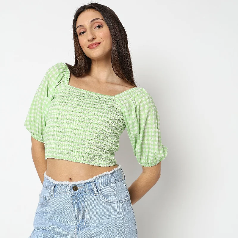 Price Fest Regular Fit Checkered Top
