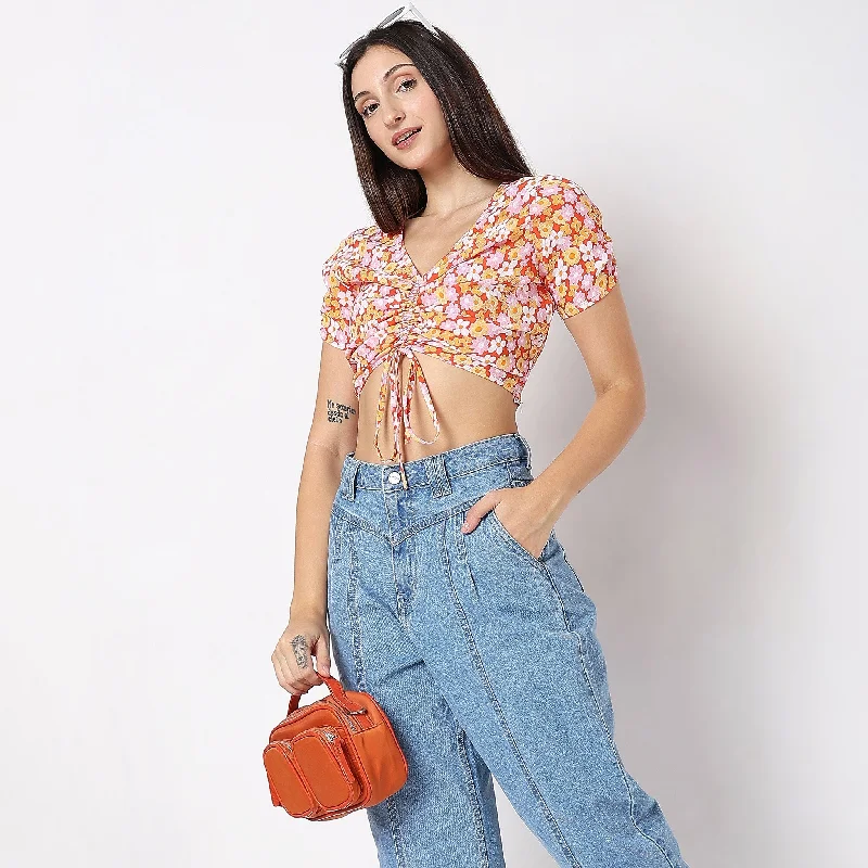 Grand Opening Sale Regular Fit Floral Crop Top