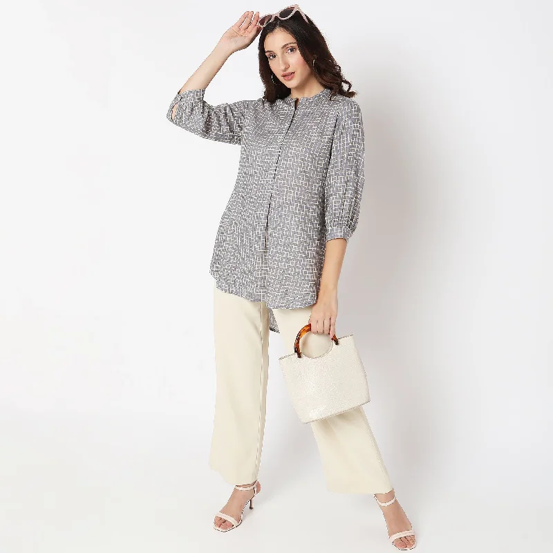 Overstock Regular Fit Printed Top