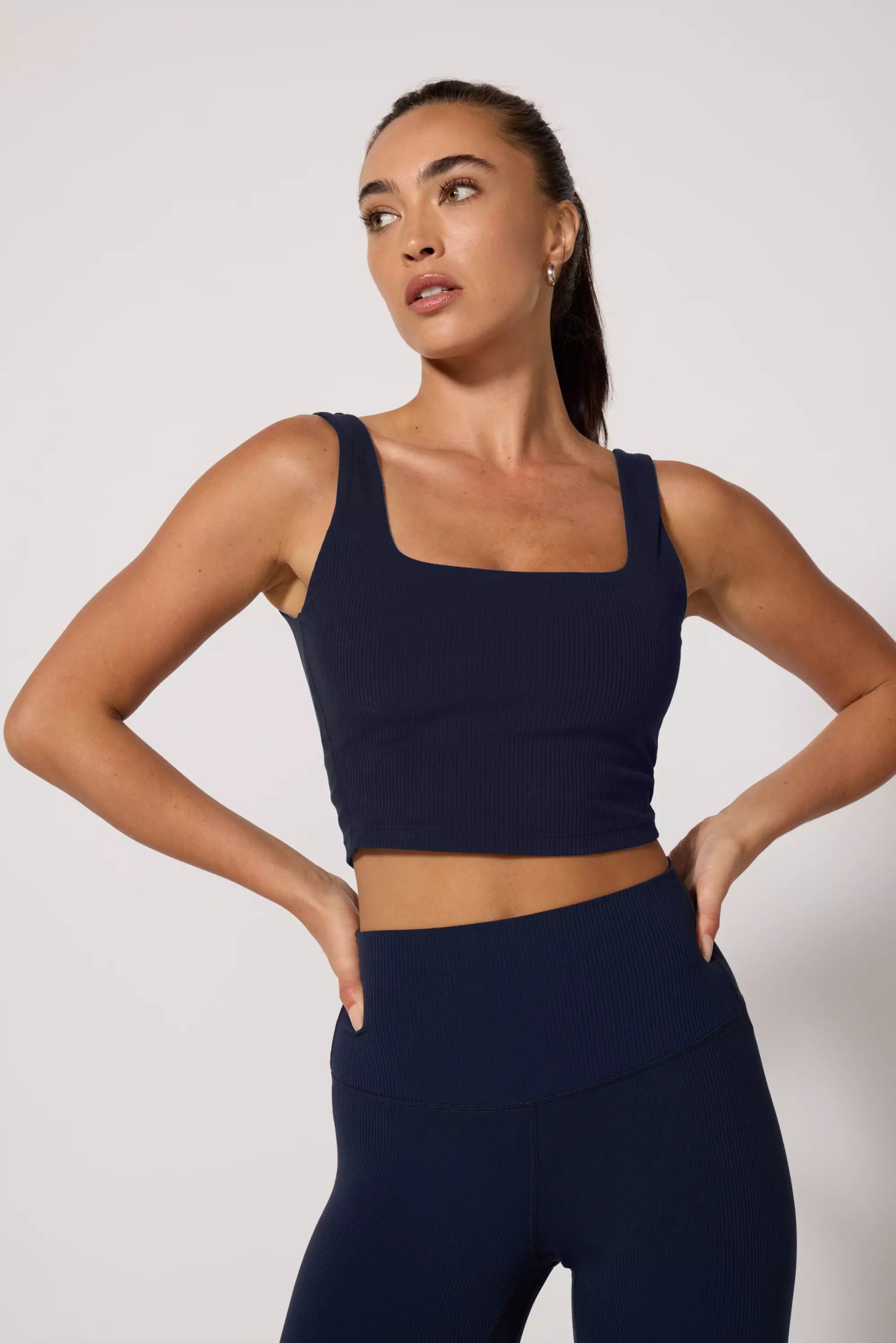 Super Deal Ribbed Crop Tank - Deep Navy