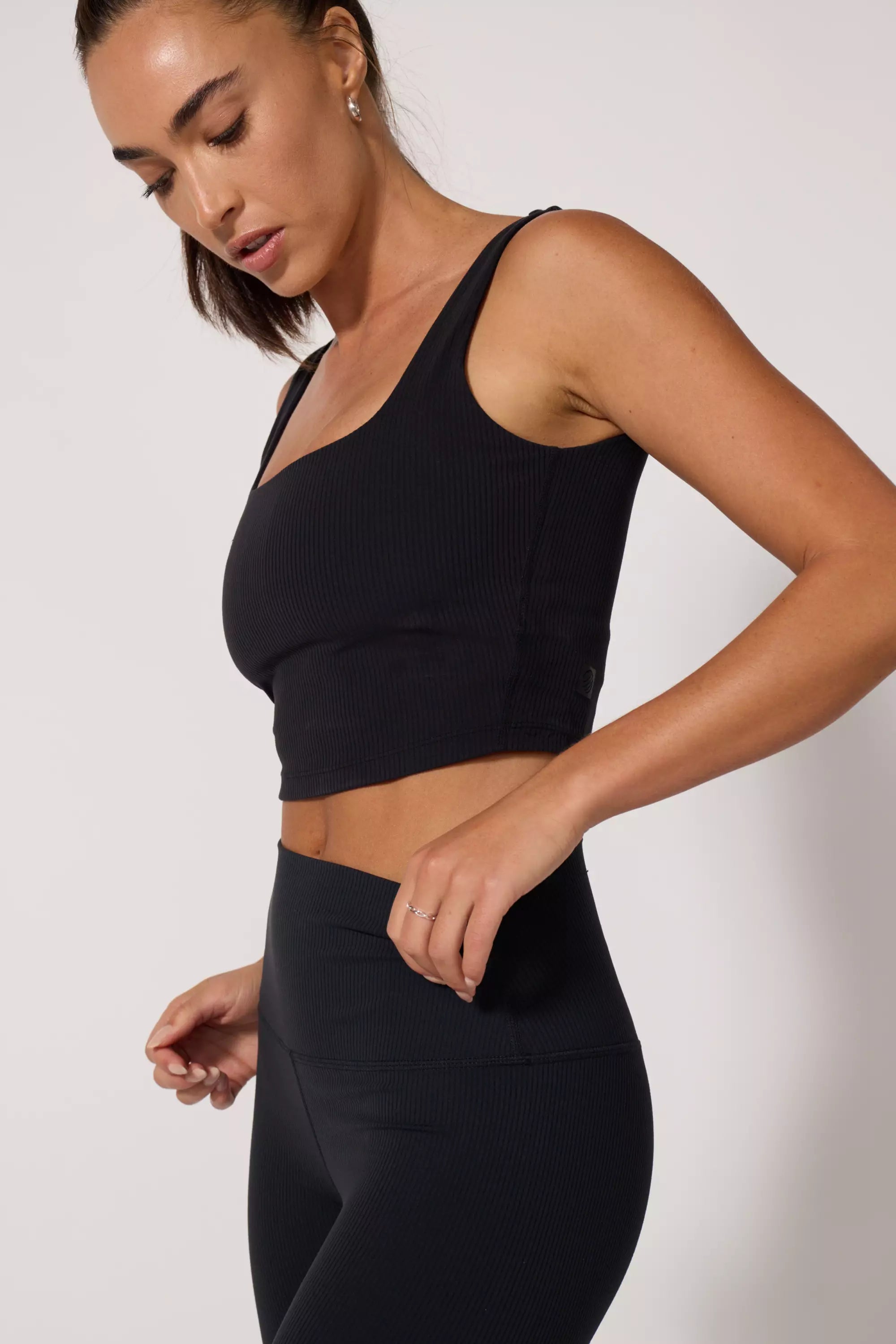 Shop and Save Ribbed Crop Tank - Jet Black