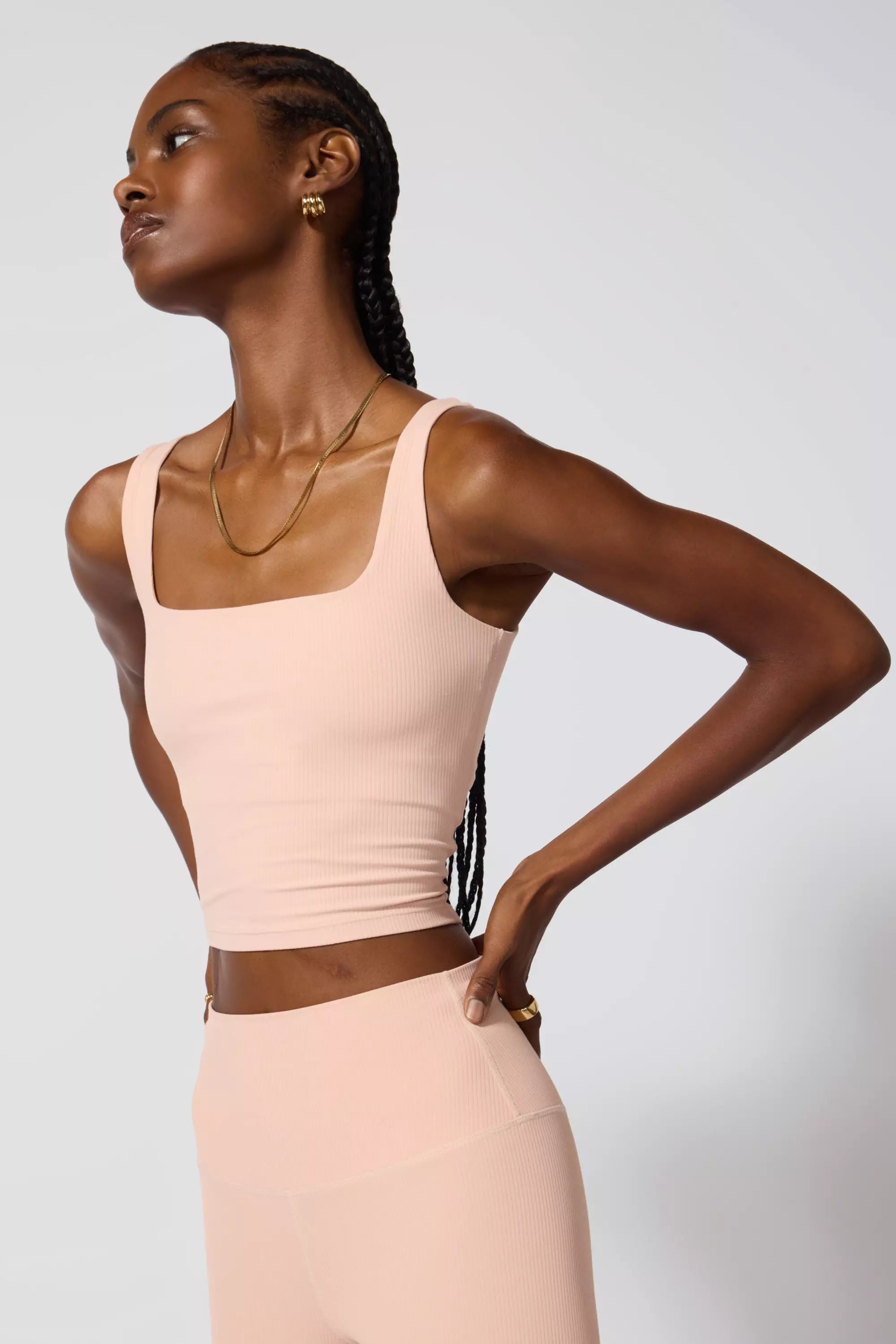 Quick Sale Ribbed Crop Tank - Rose Cloud