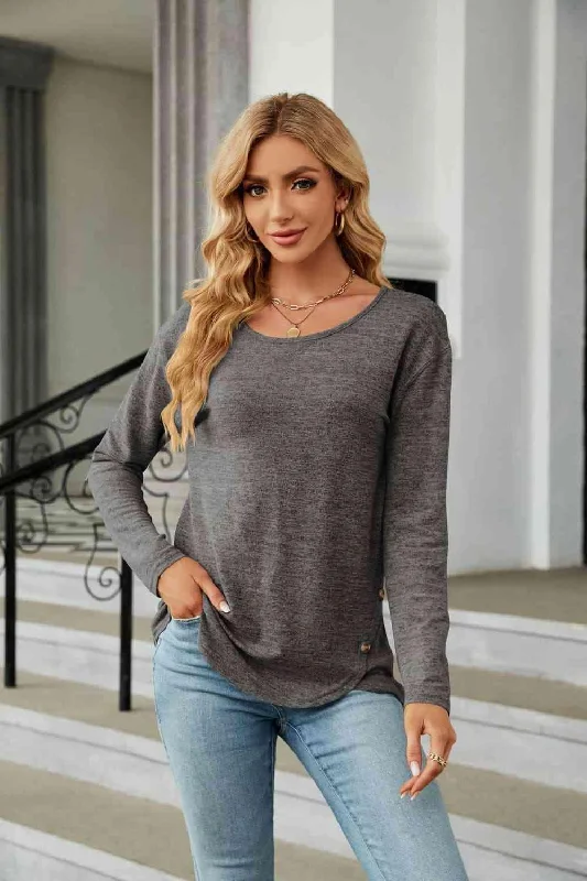 Closeout Sale Round Neck Long Sleeve T-Shirt