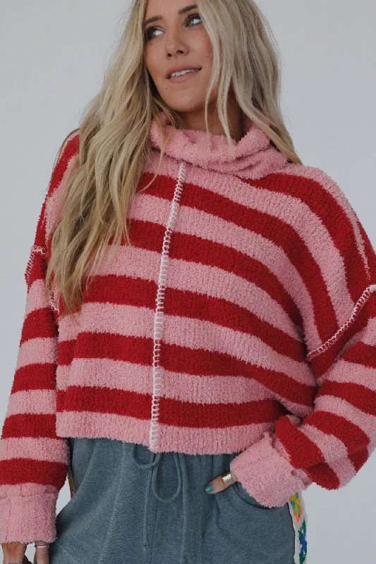 Fantastic Offers Ruby Striped Turtleneck Top - Coral Multi