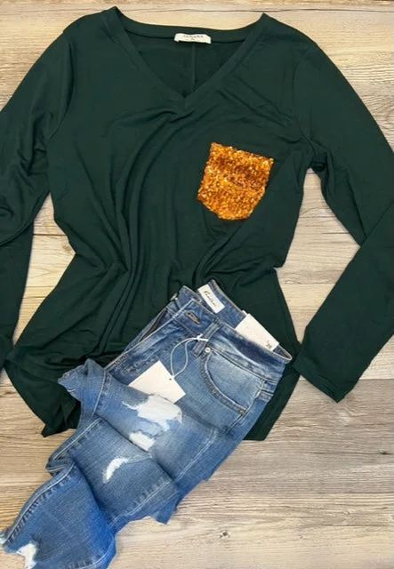 Blowout Sale Sequin Pocket Top