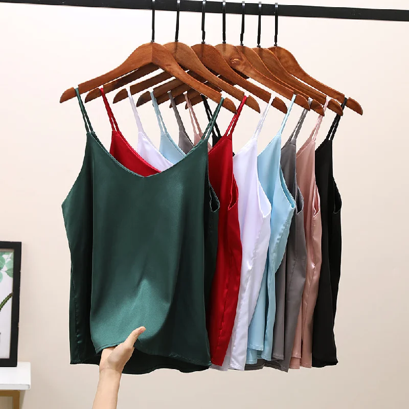 Clearance Sale Sexy Sleeveless Silk Crop Tops