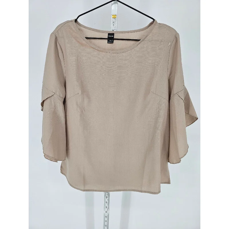 Savings Bonanza Shein Womens Sz L 3/4 Sleeve Flowy Blouse Light Blush Pink Bell Sleeve