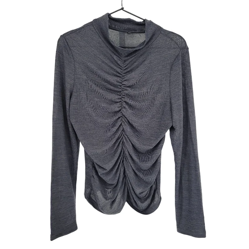 Today Only Shein Womens Sz XL Long Sleeve Y2K Inspired Blouse Black Gathered Front