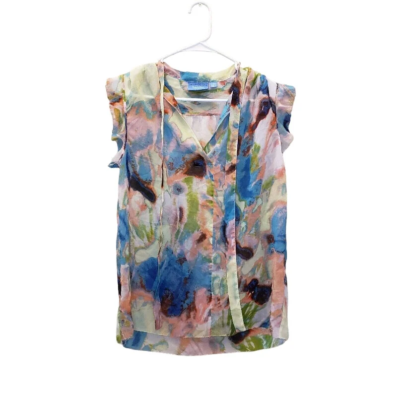Best Seller Simply Vera Wang Womens Sz M Sleeveless PAstel Watercolor Print Blouse