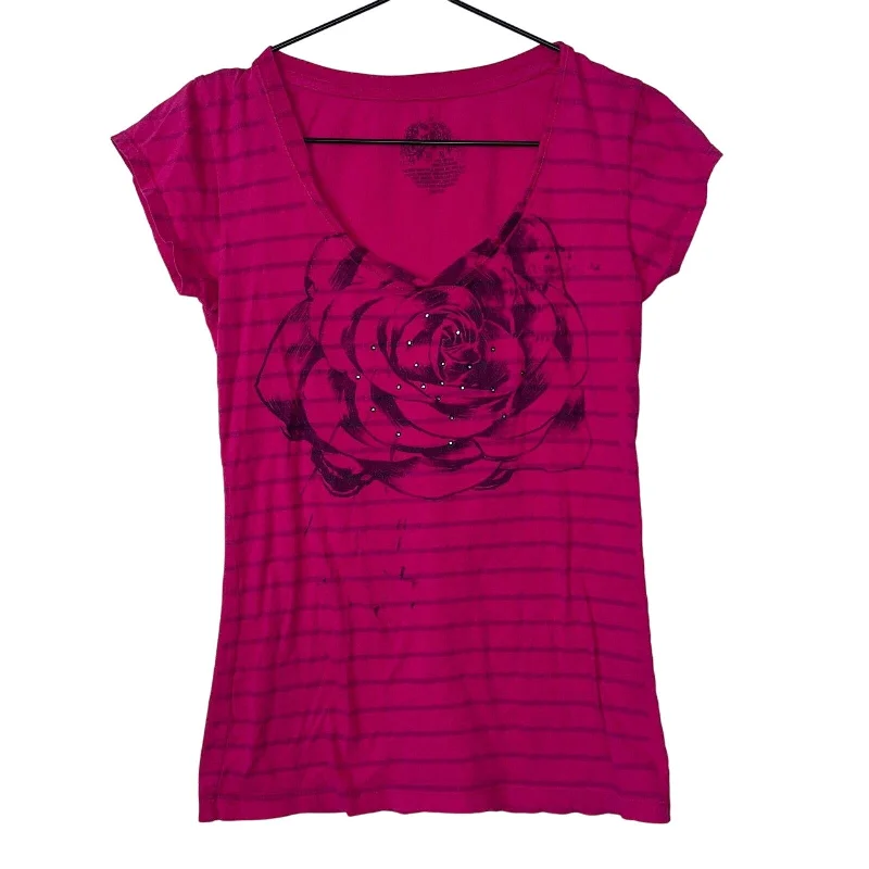 Exclusive Online Offer Stranded Womens Sz M 100% Cotton Short Sleeve V Neck T Shirt Pink Rose