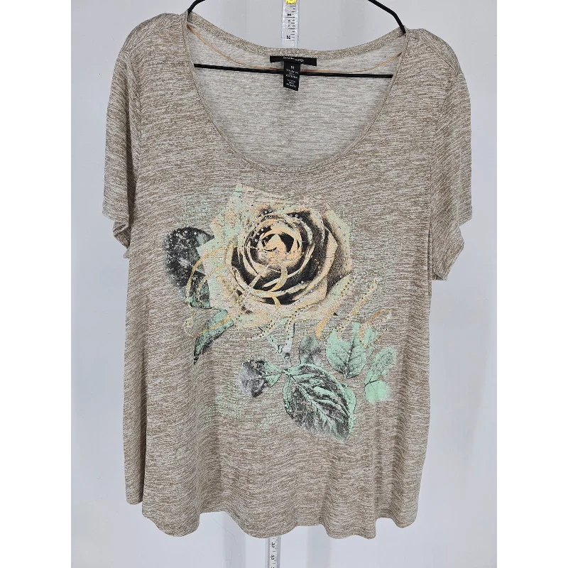 Big Discounts Style & Co Womens Sz 1X Short Sleeve T Shirt Rose Print Rhinestone Embellished Big Discounts Style & Co Womens Sz 1X Short Sleeve T Shirt Rose Print Rhinestone Embellished