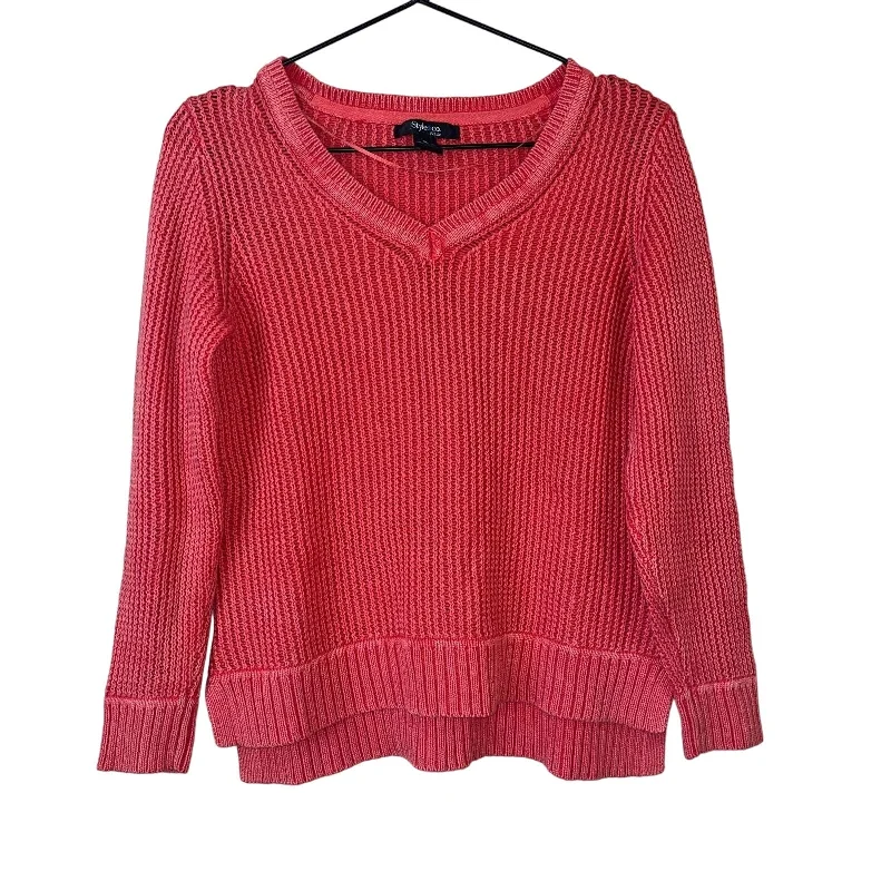 Hurry In Style & Co Womens Sz PL Petite 100% Cotton Coral Knit Sweater V Neck