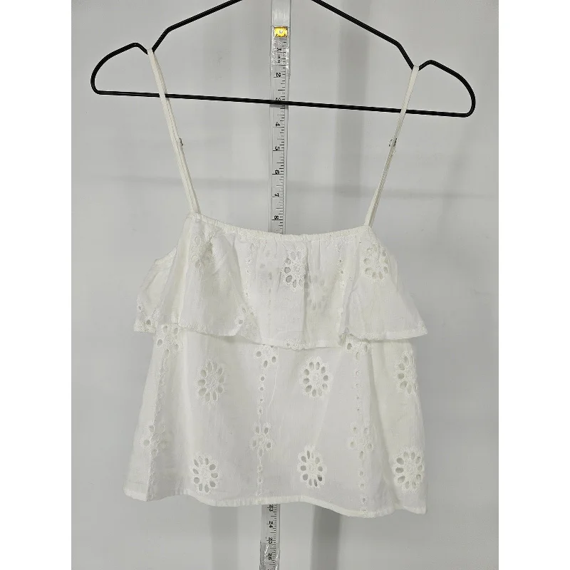 Overstock Sale Sugar Lipz Womens Sz XS Spaghetti Strap Cropped Tank Top White Eyelet NEW Overstock Sale Sugar Lipz Womens Sz XS Spaghetti Strap Cropped Tank Top White Eyelet NEW