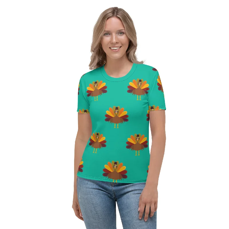 Stock Clearance Thanksgiving Turkey Print T-shirt