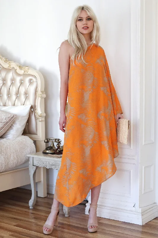 Today’s Deal The Halia Leaf Asymmetrical One Sleeve Dress