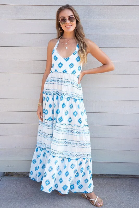 Mega Sale The Diamond Print Halter Maxi Dress