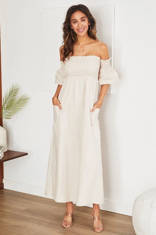 Value Deals The Linen Blend Drop Shoulder Italian Dress