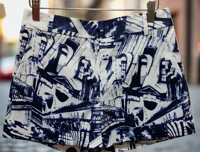 Super Sale The OVI Blue and White Print Shorts