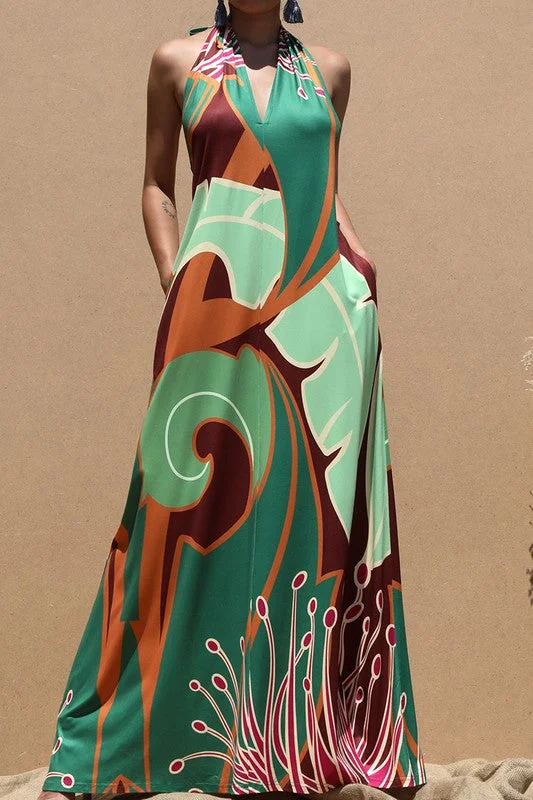 New Arrival The Paradise Halter Maxi Dress