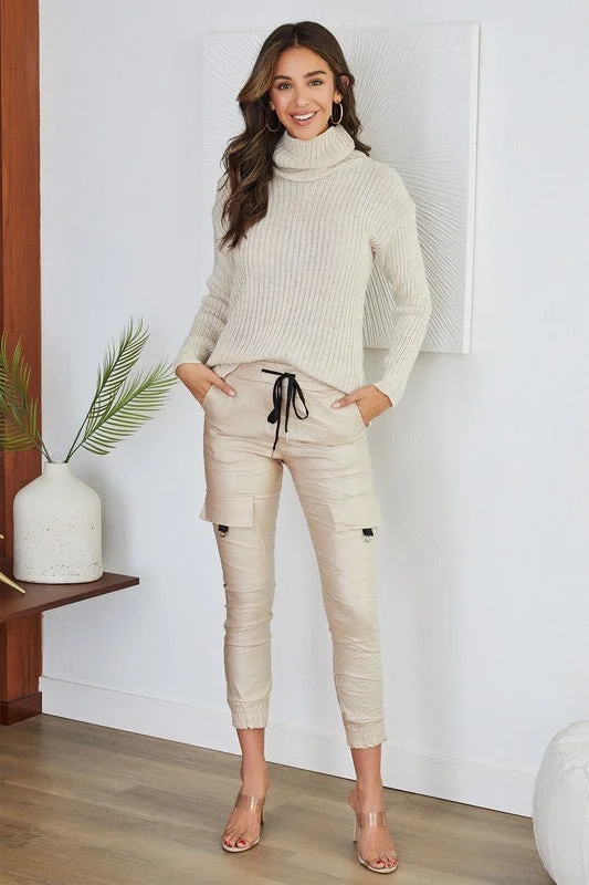Daily Deals The PU Crinkle Italian Jogger Pants
