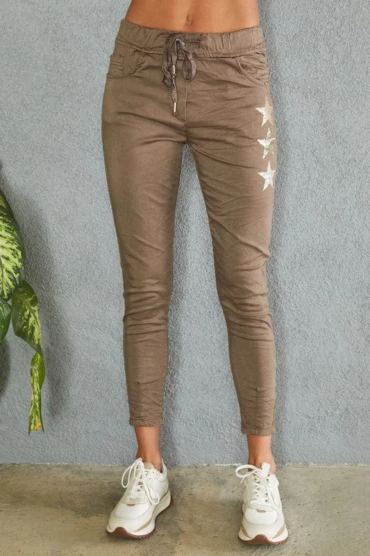 Limited Edition The Sequin Star Italian Crinkle Jogger