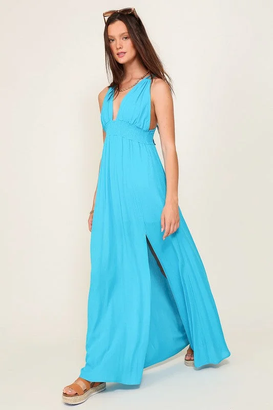 Markdowns The Gabriela Sleeveless Halter Maxi Dress