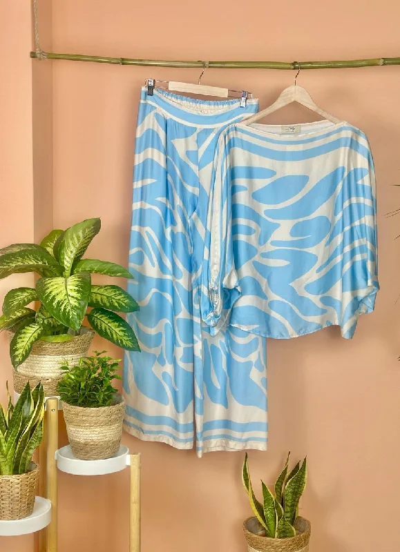 Overstock The Spring Italian Satin Top and Palazzo Pant Set