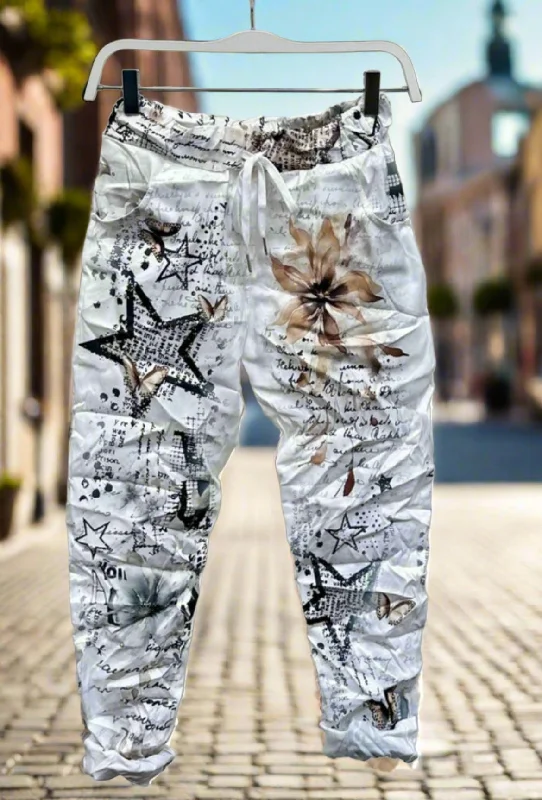 Grand Opening Sale The You’re Star, Butterflies, and Flowers Italian Crinkle Joggers
