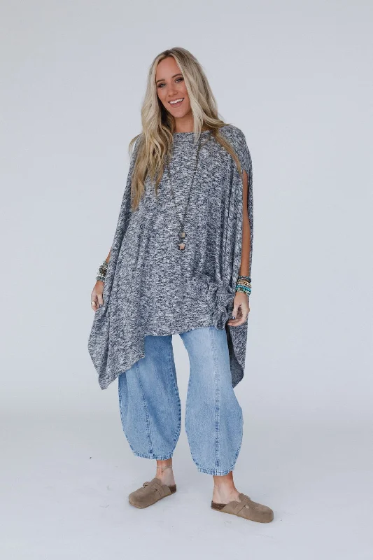 Take Advantage The Nest The Wren Two Tone Tunic - Charcoal
