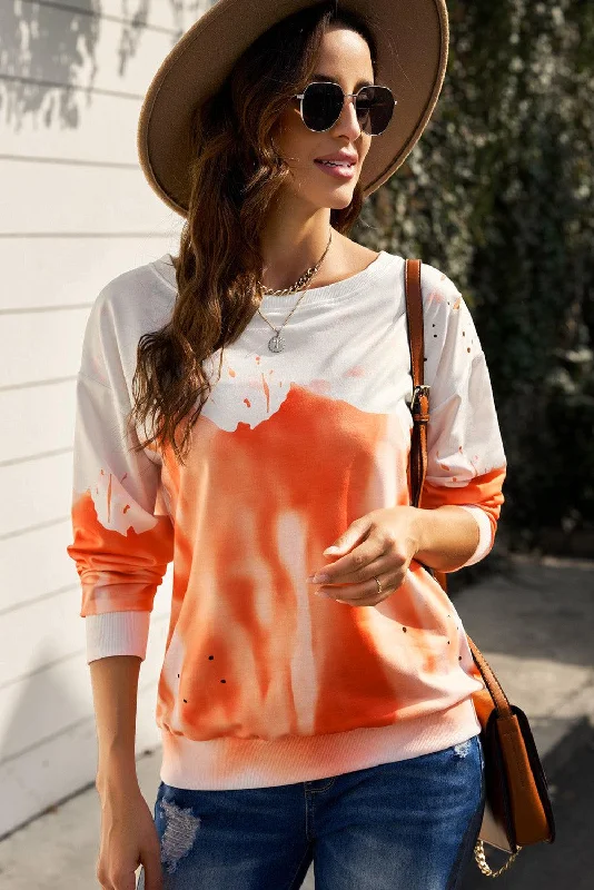 Big Discounts Tie Dye Round Neck Long Sleeve Sweatshirt