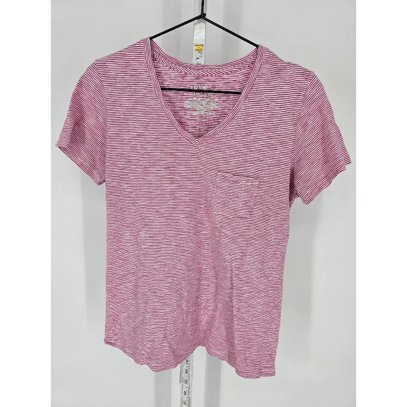 Massive Deals Time & Tru Womens Sz S Short Sleeve V Neck T Shirt Pink and White Striped