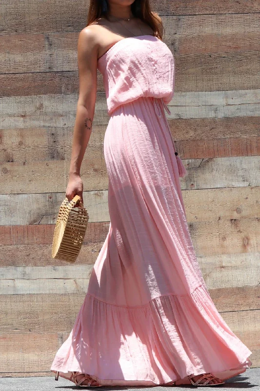 YEAR-End Clearance Tube Maxi Dress with Tassel Belt Detail