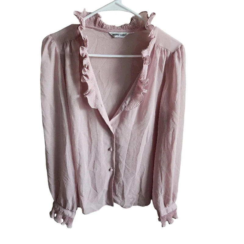 Price Drop Vintage 1970s Macshore Classics Womens Sz L Pink Semi Sheer Button Down