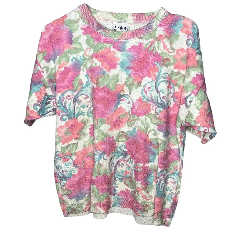 Hurry In Vintage 1980s Womens Sz L Boxy Short Sleeve T Shirt Watercolor Floral Crewneck Hurry In Vintage 1980s Womens Sz L Boxy Short Sleeve T Shirt Watercolor Floral Crewneck