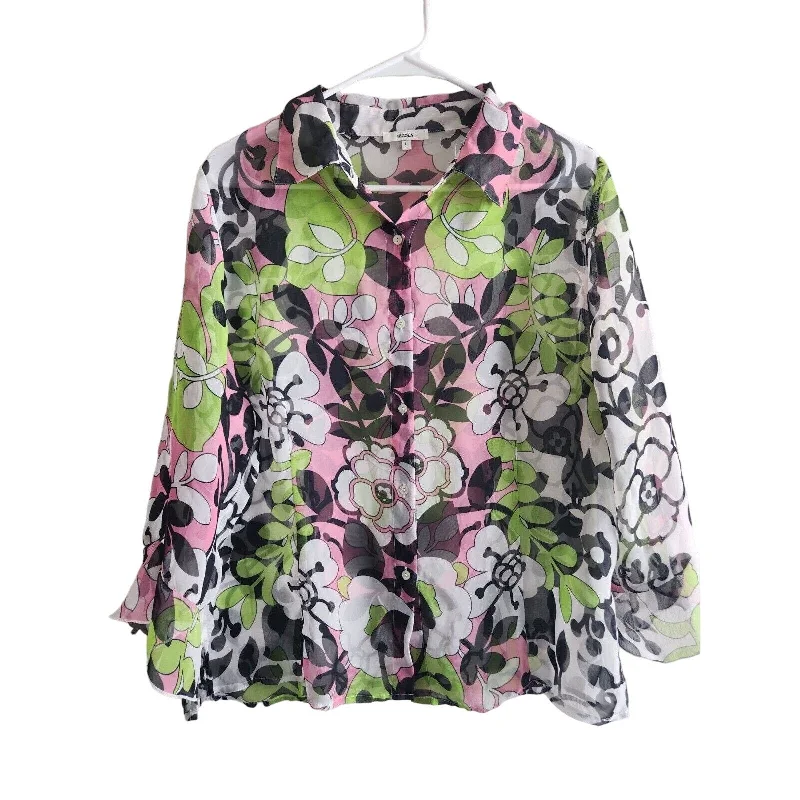 Loyalty Reward Vintage 1990s Nicola Womens Sz L Long sleeve Button Down Blouse Semi Sheer Flora Loyalty Reward Vintage 1990s Nicola Womens Sz L Long sleeve Button Down Blouse Semi Sheer Flora