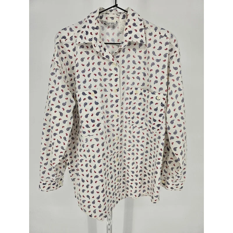 Weekend Deal Vintage 1990s Row One Womens Sz M Long Sleeve Button Up Shirt Paisley Print
