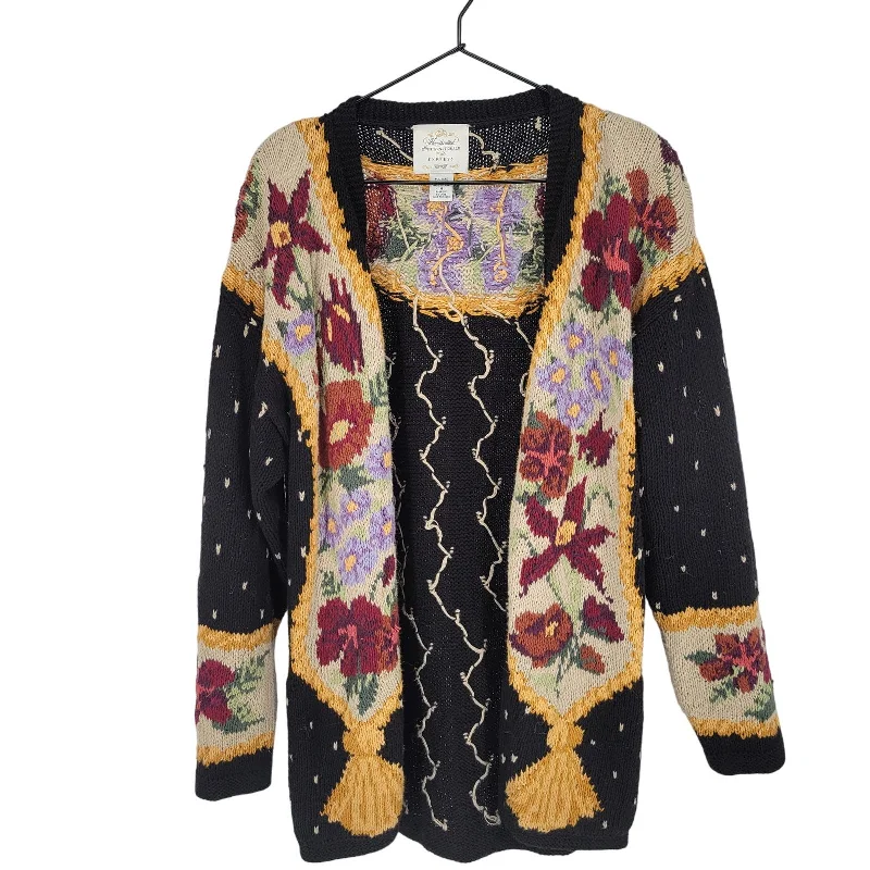 Instant Discount Vintage 1990s Womens Sz M Handknitted Express Cardigan Sweater Floral Ramie Instant Discount Vintage 1990s Womens Sz M Handknitted Express Cardigan Sweater Floral Ramie