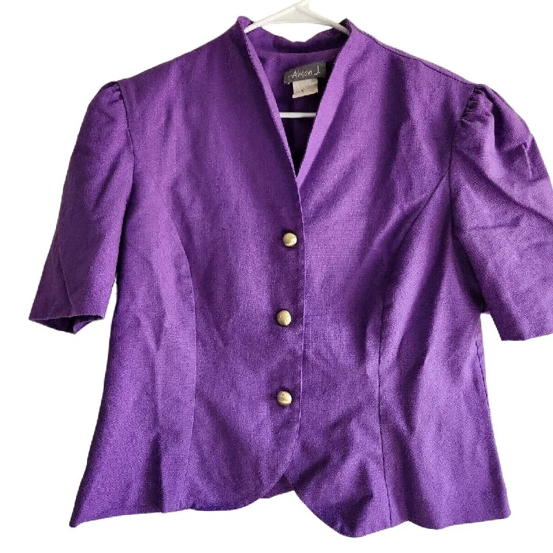 Savings Spectacular Vintage Alison J Womens Sz S Button Front Formal Blouse Purple