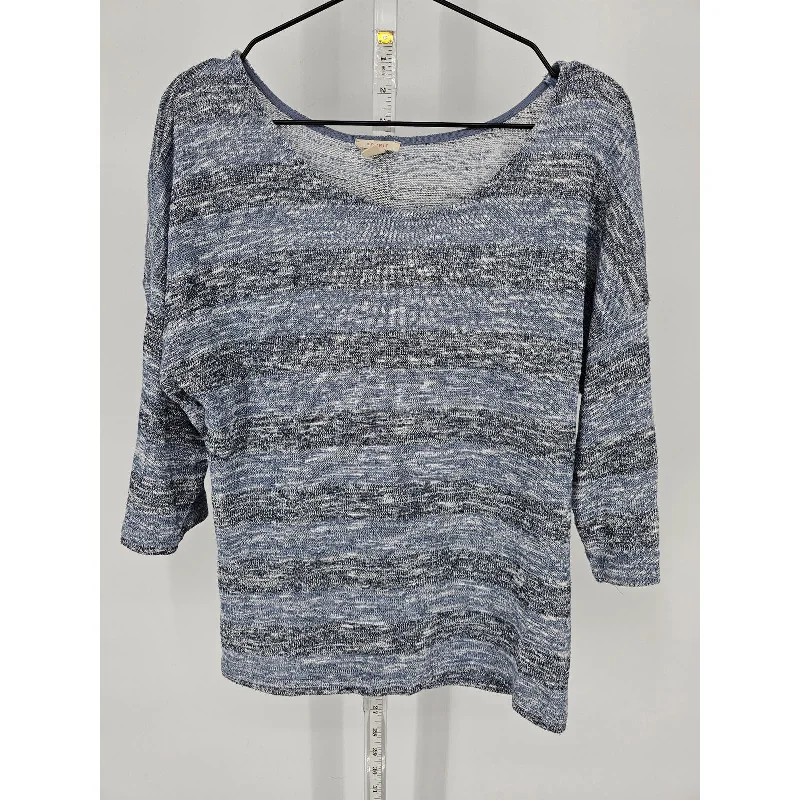 One-DAY Sale Vintage Esprit Womens Sz L 3/4 Sleeve Knit Top Blouse Light Blue Striped