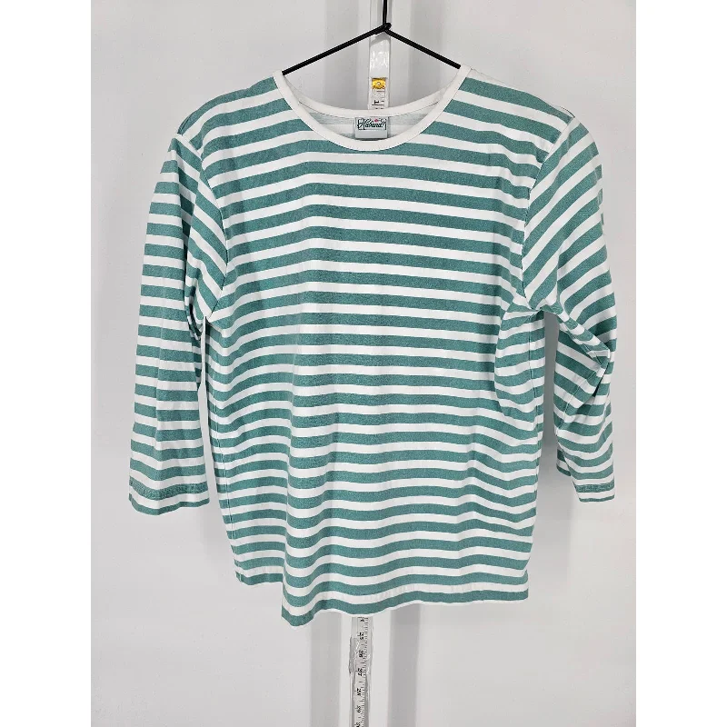 Crazy Deals Vintage Haband Womens Sz S 3/4 Sleeve T Shirt Teal and White Striped 1990s