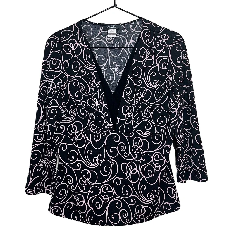Early Access Vintage JTB Womens Sz L Black and Light Pink Long Sleeve Blouse
