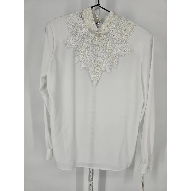 Bonus Savings Vintage Laura Scott Womens Sz 8 Long sleeve Formal Blouse Sears White Lace NEW Bonus Savings Vintage Laura Scott Womens Sz 8 Long sleeve Formal Blouse Sears White Lace NEW